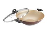 Panela Wok antiaderente 32cm tampa de Vidro Premium marrom Panelux