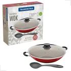 Panela Wok Antiaderente Alumínio Tramontina 6l 36cm E Colher Silicone