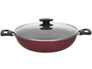 Panela Wok Antiaderente Tramontina de Alumínio - com Tampa Loreto Vermelha 28cm