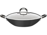 Panela Wok Antiaderente Tramontina de Alumínio com Tampa Mônaco Preta 32cm