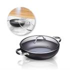 Panela wok curry preta com tampa de vidro 28 cm brinox