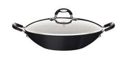 Panela Wok Mônaco Induction 32 cm 4,5 L em Alumínio com Revestimento Antiaderente Preta com Tampa de Vidro Tramontina 28708/032