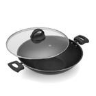 Panela Wok Oriental Preta Antiaderente Aluminio Nacional Com Tampa 30cm - Alumínio Nacional