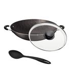 Panela Wok Tramontina Paris Antiaderente Starflon Max Tampa de Vidro 32cm 4,4 L Com Colher