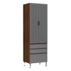 Paneleiro Torre 70Cm Inox Prata Dourado C/ Cinza Puro - LUCIANE