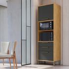 Paneleiro Torre Quente com 2 Portas 2 Gavetas e Espaço Micro-ondas 100% MDF Vicenza Espresso Móveis