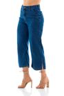 Pantacourt Jeans Feminina Slim com Fenda Lateral