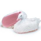 Pantufa 3D Cisne Branco e Rosa Solado Borracha Antiderrapante Tamanho 33/35 P Fofa Confortável Importway IWP3DC3335