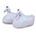 Pantufa 3D Cisne Pelúcia Branco Tamanho 33/35 com Sola Emborrachada