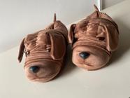 Pantufa adulto 3D Cachorro Buldogue Marrom