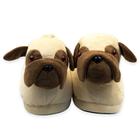 Pantufa Dog Pug 3D Bege Tamanho Único Veste do 36 ao 41