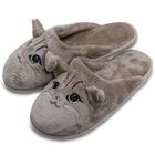 Pantufa Flexível Pelúcia Bordado Gato