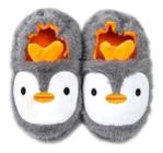 Pantufa Infantil Antiderrapante Menino Pinguim Pelo Inverno