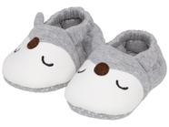 Pantufa Infantil de Algodão Sapatilha Raposa Cinza Antiderrapante