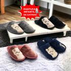 Pantufa Infantil de Gatinho Forrada Fofinha e Confortável Rosa Cinza Preto e Azul Masculino Feminino