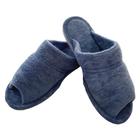 Pantufa Puff Atoalhada 35/36 Azul Índigo Sola Plana Chinelos Puff