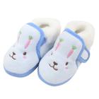 Pantufa Sapatinho Infantil Bebe Coelhinho Azul Forrada com tiras autocolantes