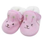 Pantufa Sapatinho Infantil Bebe Coelhinho Rosa Claro Forrada com Fechamento por Contato