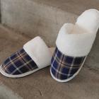 Pantufa Xadrez Azul Marinho