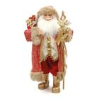 Papai noel decor com cajado dourado e saco de presentes 65cm