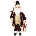 Papai Noel Decorativo 50cm Casaco Luxo Vinho Detalhes Dourado - Noel Decor