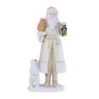 Papai Noel Decorativo resina lanterna e urso branco 30cm