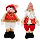 Papai Noel e Boneco de Neve em Pé Vermelho Gold Luxo Premium Decoração Casa