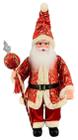 Papai Noel Musical Grande Dourado/Vermelho Decoração 70Cm - Zona Livre