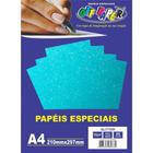 Papel A4 Glitter AZUL Neon 180G. - Off Paper