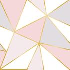 Papel Adesivo, Geometrico Rose Gold Triangulo Rosa, Cinza