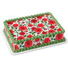 Papel arroz e faixa lateral comestível para bolo festa aniversário comemoração surpresa tema flores rosas vermelhas - Catias Cakes