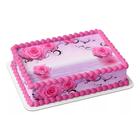 Papel arroz e faixa para bolo festa aniversário surpresa comemoração floral flores estampa flores cor de rosa