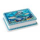 Papel arroz para bolo aniversário festa comemoração fundo do mar tubarão - Catias Cakes
