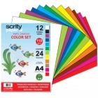 Papel Color Set A4 12 Cores Vivas 110G/M² 24 Folhas Scrity