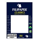 Papel Couchê Brilho A4 Filipaper Classics 120g 50 Folhas Branco