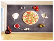 Papel De Parede 3D Alimentos Pizza Receita Sabor 3,5M Al450