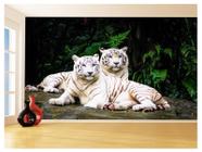 Papel De Parede 3D Animais Casal Tigres Branco 3,5M Anm571