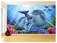 Papel De Parede 3D Animais Golfinho E Filhote 3,5M Anm437