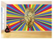 Papel De Parede 3D Animais Pop Art Tigre Felino 3,5M Pxa133