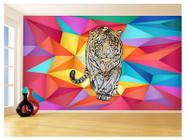 Papel De Parede 3D Animais Pop Art Tigre Felino 3,5M Pxa134