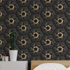 Papel de Parede 3D Auto Adesivo Geométrico Preto e Dourado Vinilico decorativo quarto sala 12m