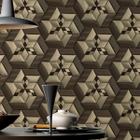 Papel de Parede 3D Auto Adesivo Geométrico Triangulo Dourado e Marrom decorativo Lavavel 18m