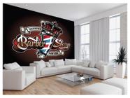 Papel De Parede 3D Barbearia Barber Shop Logo 3,5M Brb30