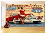 Papel De Parede 3D Carro Antigo Hot Rod Pin Up 3,5M Cxr86