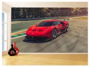 Papel De Parede 3D Carro Ferrari Vermelha Pista 3,5M Car134