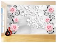 Papel De Parede 3D Floral Textura Sala Flores 3,5M Xfl254