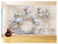 Papel De Parede 3D Floral Textura Sala Flores 3,5M Xfl288