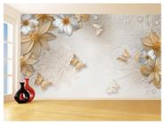 Papel De Parede 3D Floral Textura Sala Flores 3,5M Xfl300