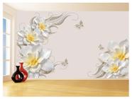 Papel De Parede 3D Floral Textura Sala Flores 3,5M Xfl306