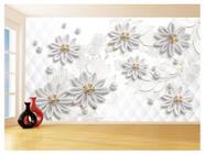 Papel De Parede 3D Floral Textura Sala Flores 3,5M Xfl322